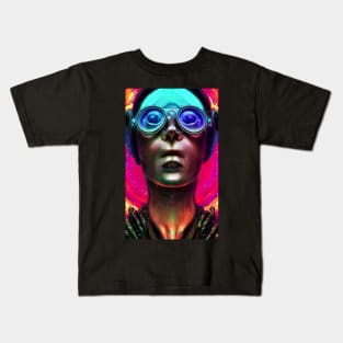 DJ disc jockey techno in rave cyberpunk steampunk Kids T-Shirt
